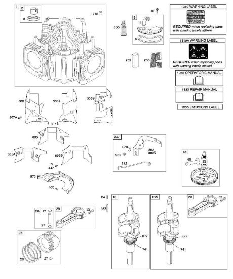 E - Cilindro, albero motore, albero a camme, convogliamenti aria, pistone, segmento pistone, biella B&S - 40 €¦ 405577-0112-E1 brand Stihl